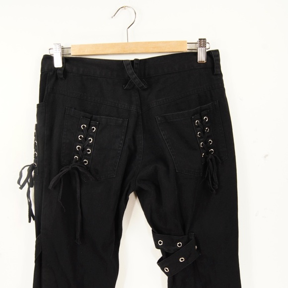 Vintage Archive Y2K 2000s GLP Goth Lolita Punk Japan Black Bondage Buckle Pants - Picture 3 of 4